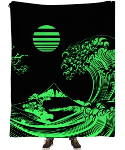 T6 Fluorescent Wave Blanket -VAPOR95 SHOP Neon Wave Green WEBSITEBlanket TemplateNEW