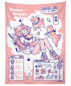VAPOR95 SHOP 27 T6 Shiba Quest Tapestry